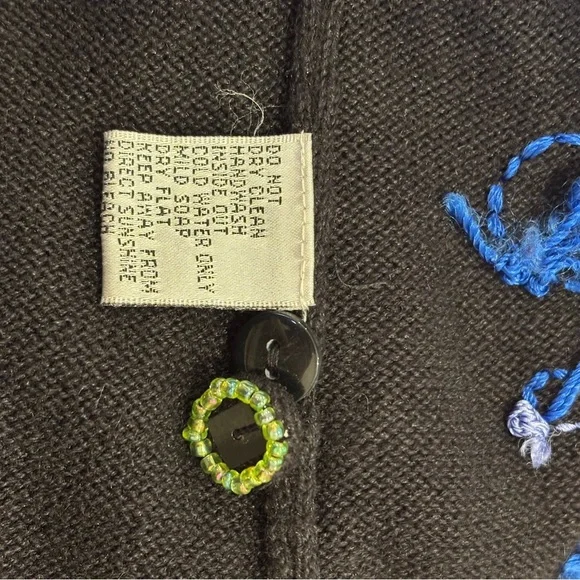 80s BERER 2 BLACK & MULTI-COLOR COCKTAILS HOUR W STREAMERS CARDIGAN SWEATER SZ S - Picture 12 of 12